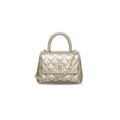 CHANEL 25K QUILTED CALFSKIN SHOULDER BAG IN BRIGHT GOLD AP4244 (14.5*11.5*5.5cm)